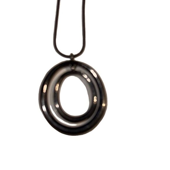 Handmade 10” Silver tone necklace with 2 rings - Picture 2 of 4
